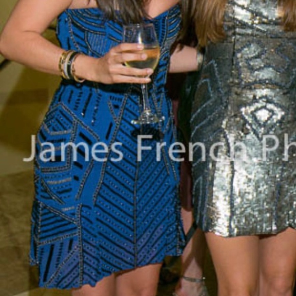 PARKER BLUE BLACK BEADED DRESS 💙